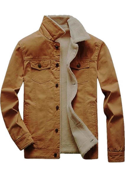 R.lion Kürklü Kot Mont Premium Denim -- Açık Camel--