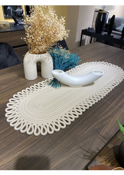 Galaxy Doğal Jüt, Desenli, Hasır, Amerikan Servis, Masa, Sehpa Örtüsü Runner. 30X80