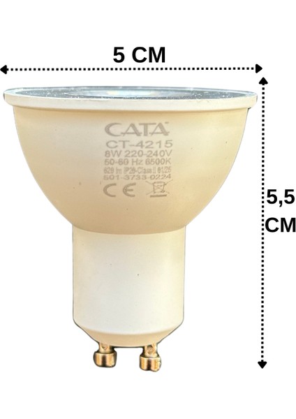 (2 adet) Cata 8W (50W) 6500K (Beyaz Işık) GU10 DUYLU LED Spot Ampul