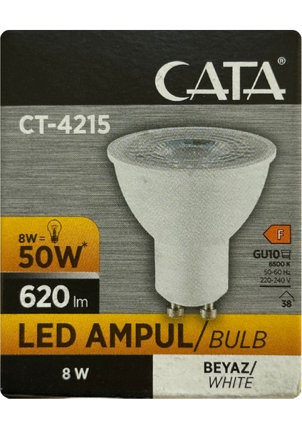 (4 adet) Cata 8W (50W) 6500K (Beyaz Işık) GU10 DUYLU LED Spot Ampul fiyatları
