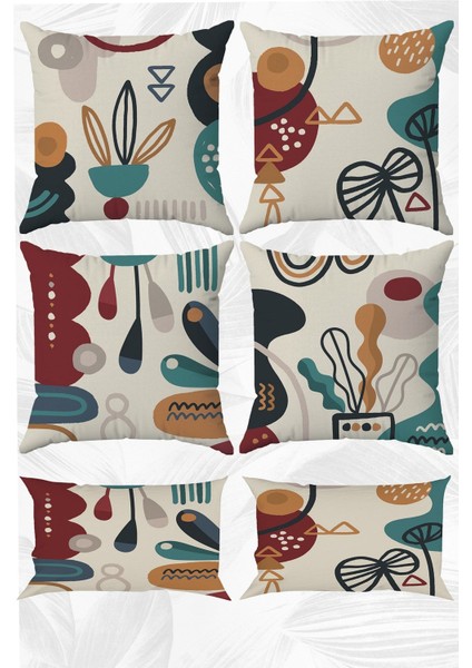 Çift Taraflı Renkli Kırlent Kılıfı Seti, 6'lı, Mikro Petek, 43x43 ve 30x50 cm
