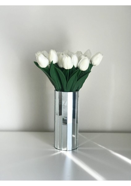 Şık gümüş dekoratif ayna ve vazo seti, zarif ev dekorasyonu için ideal seçenek modelleri