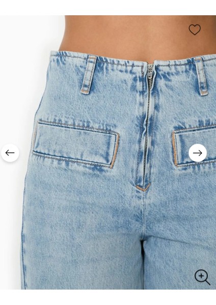 Gizli Ön Cepli Yüksek Belli Düz Kot Pantolon - Mavi modelleri