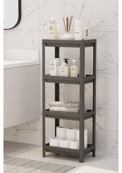 4 Katlı Mutfak Rafı & Banyo Raf Ünitesi, Siyah