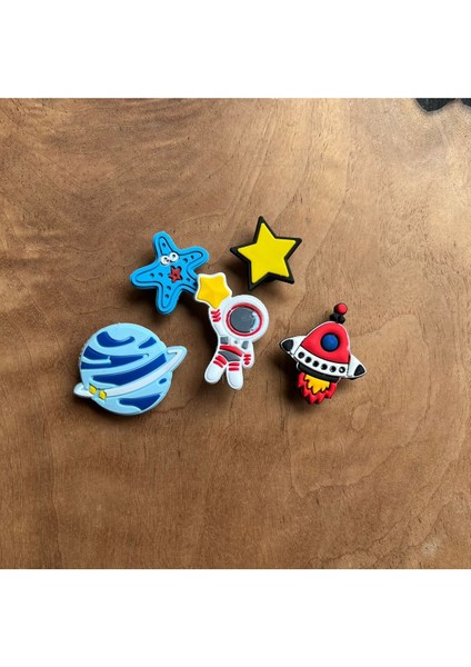 Jibbitz Terlik Süsü 5 Li Set Uzay ,astronot ,yıldız, Uzay Aracı Temalı