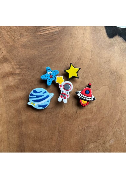 Jibbitz Terlik Süsü 5 Li Set Uzay ,astronot ,yıldız, Uzay Aracı Temalı