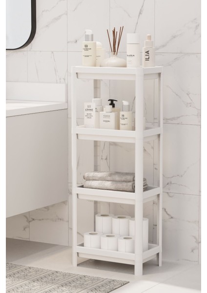 4 Katlı Mutfak Rafı & Banyo Raf Ünitesi, Beyaz