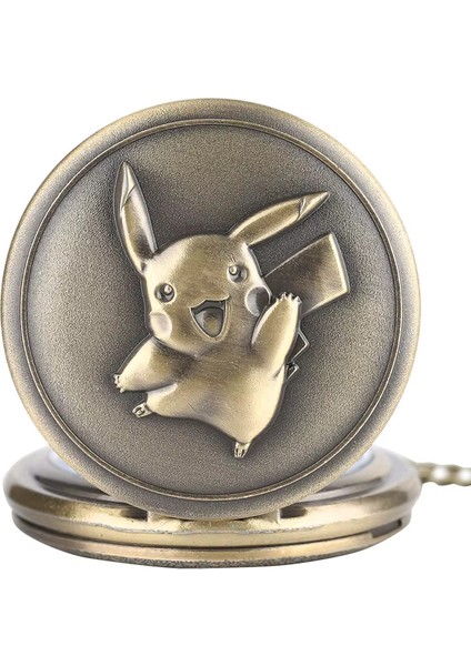 Kişiye Özel Köstekli Cep Saati Ouartz Pikachu Tasarımlı Zincirli Cep Saati indirimleri