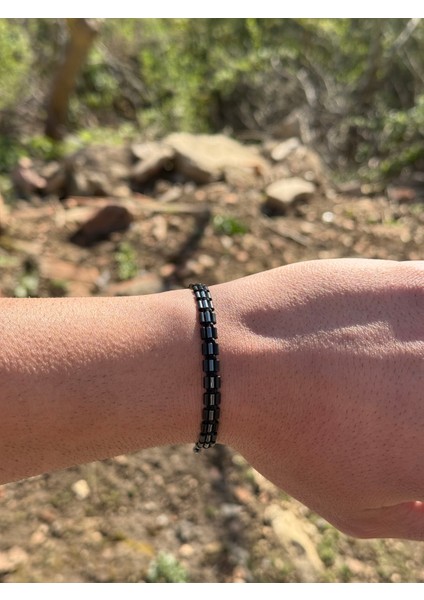 Hematit Bileklik - Nancy Black Bileklik - Tasarım Bileklik - Özel Kesim Ayarlanabilir modelleri
