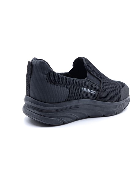 K1114 Memory Foam Erkek Tekstil Siyah Bağcıksız Spor Yürüyüş Ayakkabı
