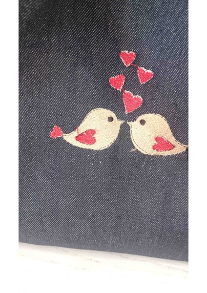 Nakışlı Lacivert Denim/kot/jean Omuz Çantası modelleri