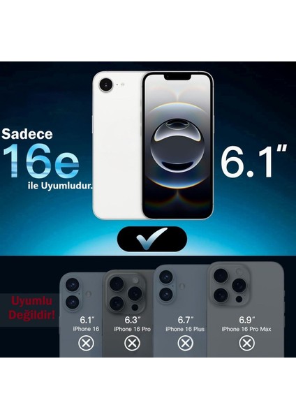 3'lü Paket iPhone 16E 2025 Uyumlu Temperli Hd+ Cam Ekran Koruyucu (3'lü Paket)