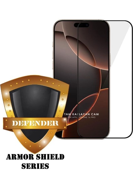 (Armor Tam) Iphone 16 Pro Uyumlu Tam Kaplayan Hizalama Aparatlı Armor Serisi Cam Ekran Koruyucu