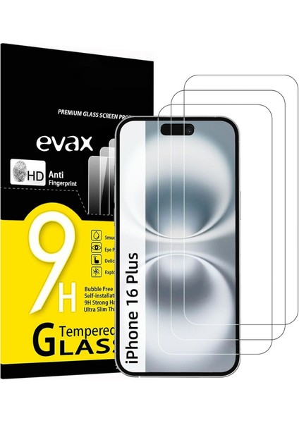 3'lü Paket iPhone 16 Plus Uyumlu Temperli Hd+ Cam Ekran Koruyucu (3'lü Paket)