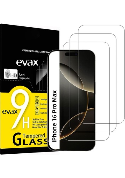 3'lü Paket iPhone 16 Pro Max Uyumlu Temperli Hd+ Cam Ekran Koruyucu (3'lü Paket) fırsatları
