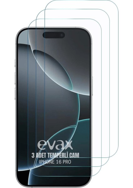 3'lü Paket iPhone 16 Pro Uyumlu Temperli Hd+ Cam Ekran Koruyucu (3'lü Paket)