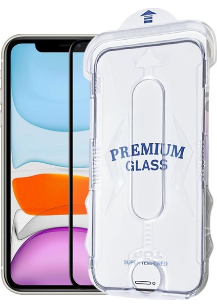 (Magıcbox Tam) iPhone 11 Uyumlu Kolay Kurulum Aparatlı Magic Box Tam Kaplayan Cam Ekran Koruyucu