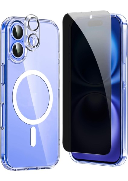 (Hy+Mg+Lens) iPhone 16 Plus Uyumlu 1 Hayalet Ekran Koruyucu + 1 Magsafe Kılıf + 1 Kamera Koruyucu