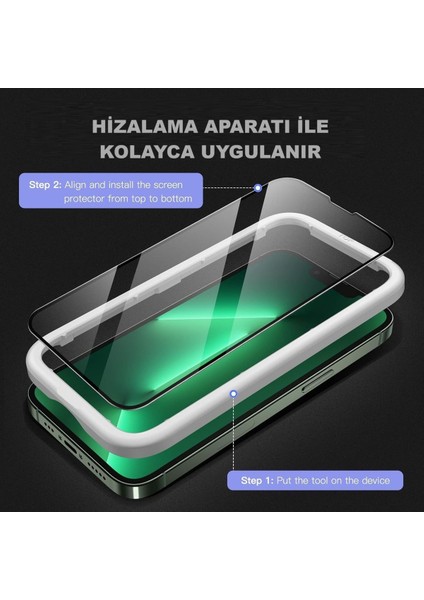 (Armor Tam Kaplayan) iPhone 13 / 13 Pro /14 Uyumlu Hizalama Aparatlı Tam Kaplayan Cam Ekran Koruyucu fiyatları