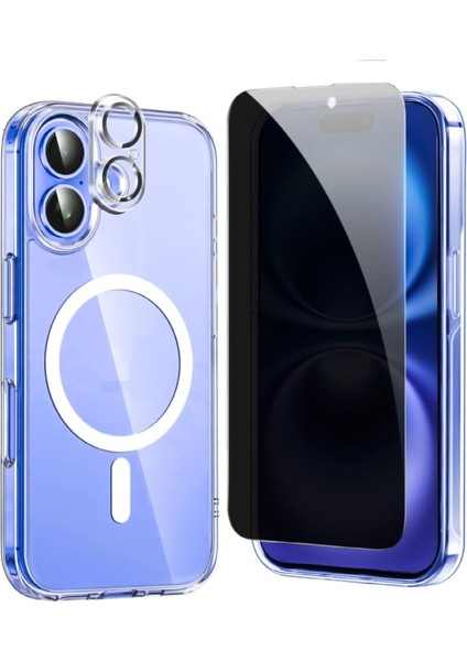(Hy+Mg+Lens) iPhone 16 Uyumlu 1 Hayalet Ekran Koruyucu + 1 Magsafe Kılıf + 1 Kamera Koruyucu