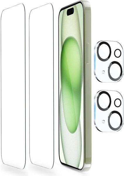 (2 Cam + 2 Lens) iPhone 15 Plus Uyumlu 2 Adet Ekran Koruyucu ve 2 Adet Kamera Lens Koruyucu fiyatları
