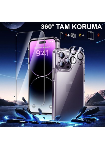 (5'i 1 Arada) iPhone 14 Pro Max Uyumlu 1 Şeffaf Kılıf + 2 Ekran Koruyucu + 2 Kamera Lens Koruyucu fiyatları