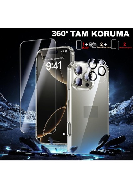 (5'i 1 Arada) iPhone 16 Pro Uyumlu 1 Şeffaf Kılıf + 2 Ekran Koruyucu + 2 Kamera Lens Koruyucu fiyatları