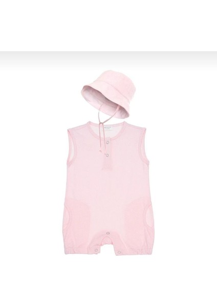 Petitboom Baby Kız Bebek, Pamuklu, Tulum & Şapka 2'li Set, Puan Desenli, Pembe