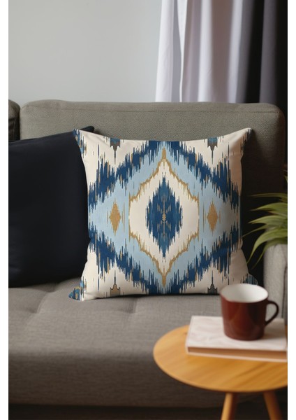 Dijital baskılı çift taraflı kadife kırlent kılıfı, 2'li set, lacivert ve krem modelleri