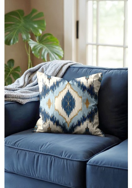 Dijital baskılı çift taraflı kadife kırlent kılıfı, 2'li set, lacivert ve krem indirimleri