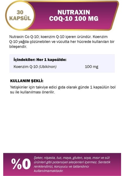 Koenzim Q10 100 mg 30 Softgels +100 ml Yüz Temizleme Jeli fiyatları
