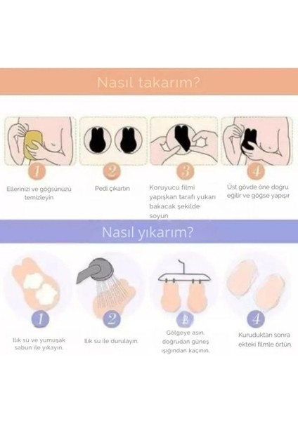 Kadın Göğüs Toplayıcı Yapışkanlı Sutyen Askısız ve Göğüs Ucu Kapalı Tavşan Kulak Sütyen