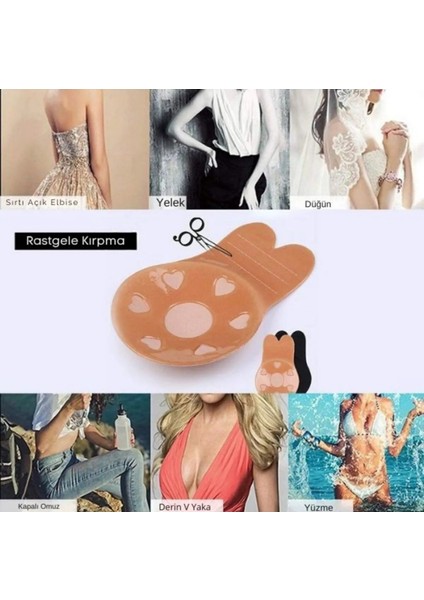 Kadın Göğüs Toplayıcı Yapışkanlı Sutyen Askısız ve Göğüs Ucu Kapalı Tavşan Kulak Sütyen indirimleri