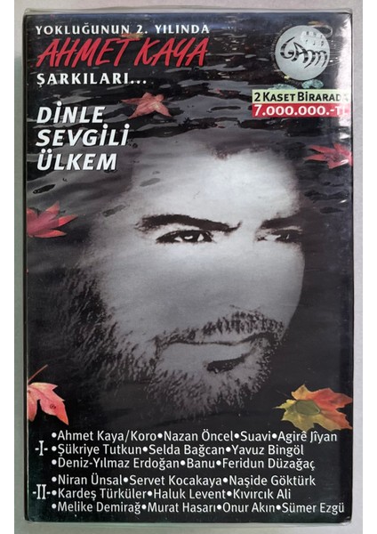 Ahmet Kaya Şarkıları Dinle Sevgili Ülkem 1-2 Çift Kaset (Jelatininde Sıfır Orjinal Dönem Baskı)