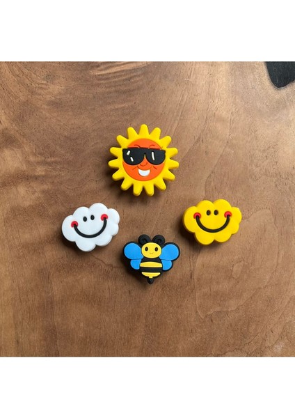 Jibbitz Terlik Süsü 4 Lü Set Güneş ,bulut ,arı