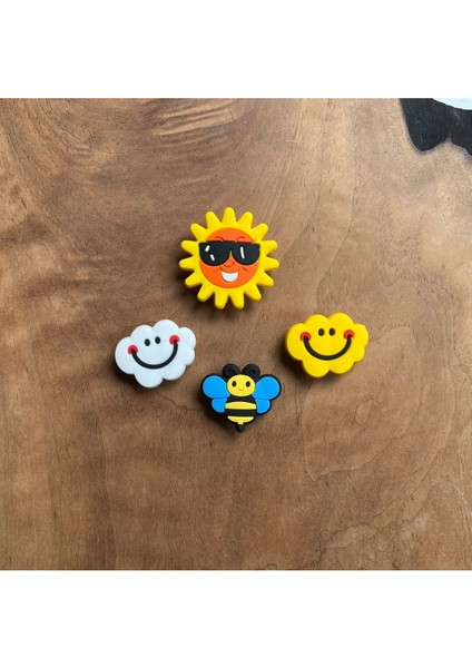 Jibbitz Terlik Süsü 4 Lü Set Güneş ,bulut ,arı