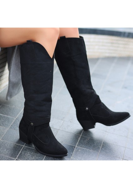 Milla Siyah Süet Tak Çıkar Topuklu Bot ve Çizme indirimleri