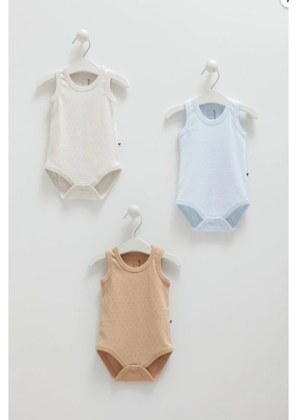 Erkek Bebek Açık Gri 3'lü Askılı Body Seti – Günlük Kullanım Için Rahat Pamuklu Body
