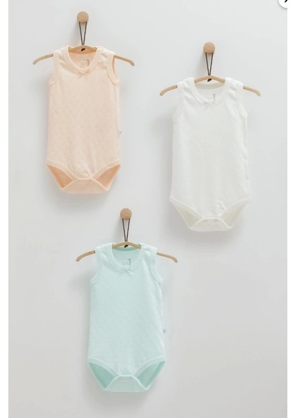 Kız Bebek Somon Rengi 3'lü Askılı Body Seti – Yumuşak ve Rahat Pamuklu Bebek Body