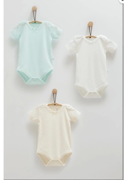Kız Bebek Yeşil 3'lü Kısa Kollu Body Seti – Rahat ve Şık Pamuklu Bebek Body