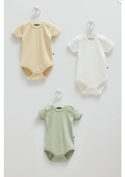 Erkek Bebek Hardal Rengi 3'lü Kısa Kollu Body Seti – Rahat ve Şık Pamuklu Bebek Body