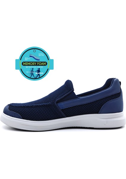 Büyük Beden 46 47 K1182 Memory Foam Erkek Tekstil Lacivert Bağcıksız Loafer Ayakkabı