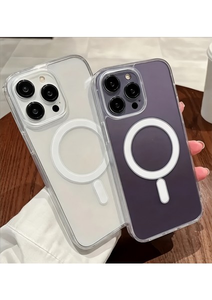 Apple iPhone 14 Pro Magsafe Destekli Silikon Şeffaf Darbe Emici Kılıf / Kapak