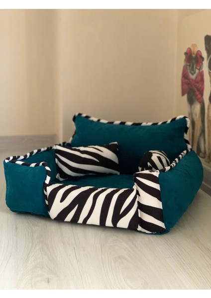 Kedi Köpek Yatağı Sünger Kılıflı Fermuarlı 50x50x17 cm
