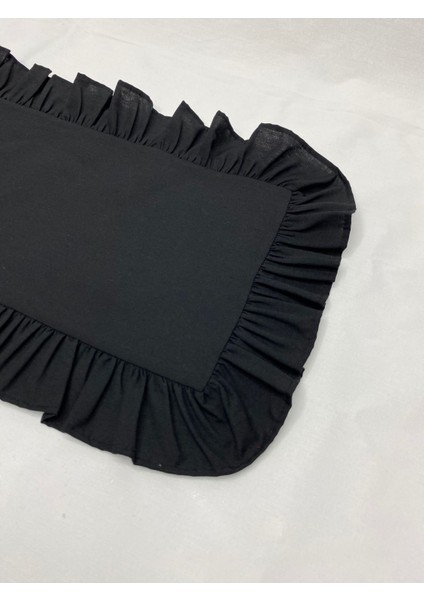 Pamuklu fırfırlı dikdörtgen runner, 30x80 cm, şık ve doğal görünüm sağlar
