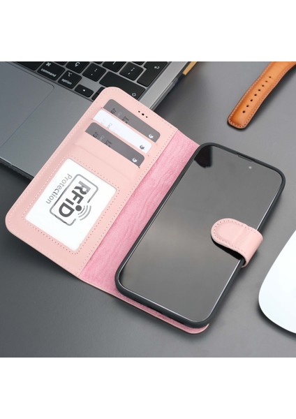 Casper Apple iPhone 16 Pro Max Deri Kılıf Magsafe Mıknatıslı Ayrılabilir Cüzdan-Pembe