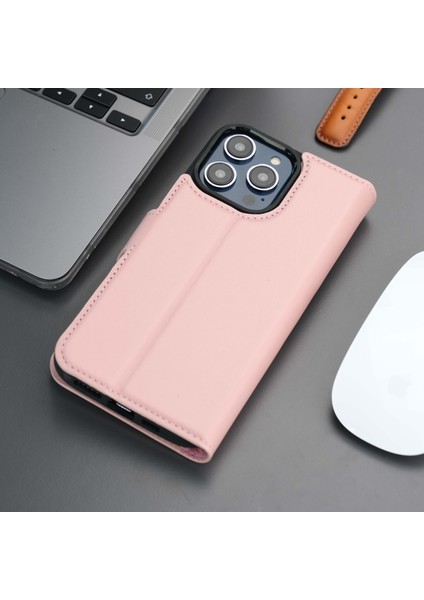 Casper Apple iPhone 16 Pro Max Deri Kılıf Magsafe Mıknatıslı Ayrılabilir Cüzdan-Pembe