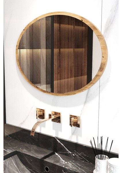 70x52 cm oval ahşap ayna, şık ve çok fonksiyonlu, ev ve ofis dekoru için ideal modelleri