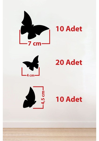 40 Adet Ahşap Dekoratif Kelebek (Duvar Süsü Kelebekler) Duvar Dekorasyon Ev Süsü