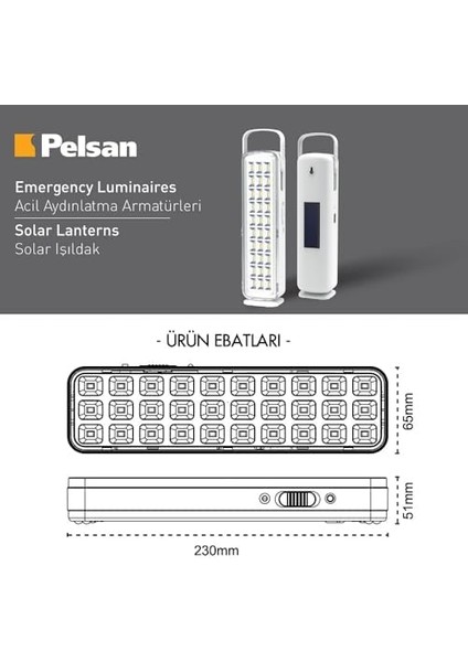 30 Ledli Solar Işıldak, 6500 Kelvin Beyaz Işık, Şarj Edilebilir 2000MAH Batarya, Taşınabilir ve Asılabilir Kampçı Lambası - 206489